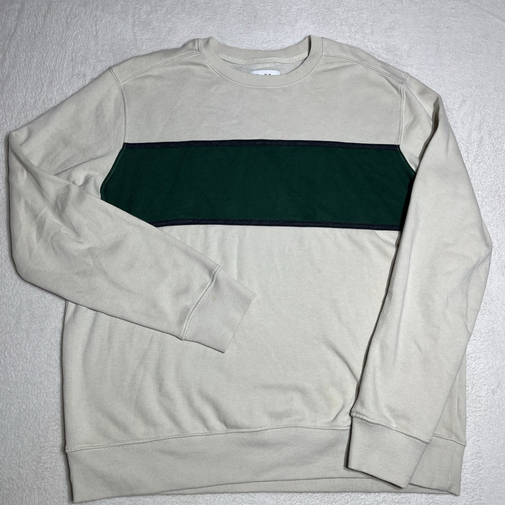 Goodfellow & co. lightweight Green tan stripe sweatshirt size XL Summer Nights